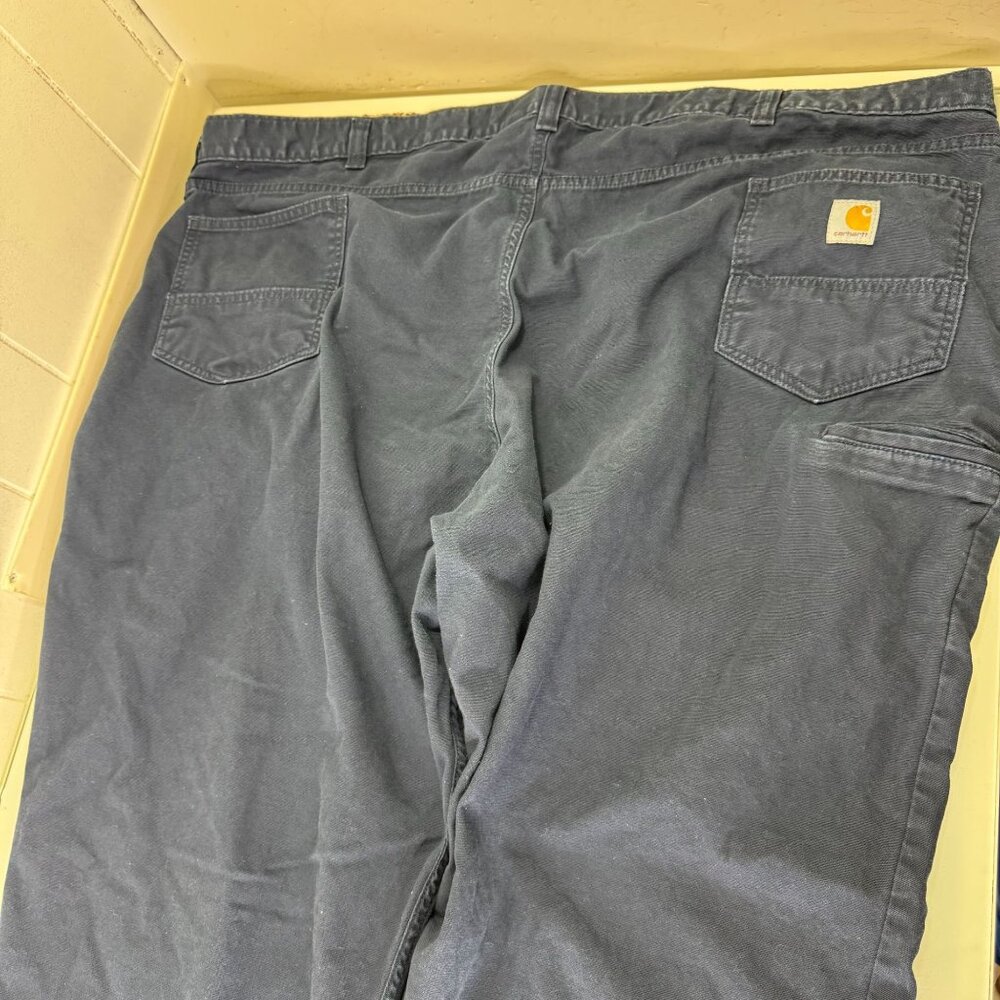 Carhartt 5 Pocket Work Pants 54X32 Relaxed Fit Rugged Flex Stretch Canvas Blue - Picture 9 of 12